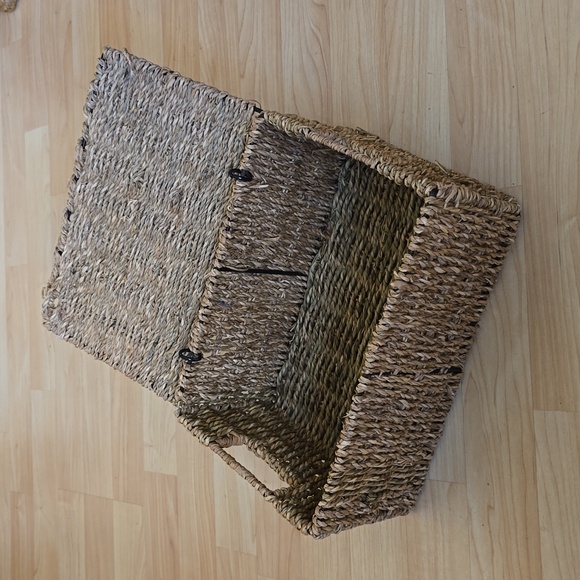 Rectangular Seagrass Baskets With Lids Beige Storage Basket 11"×7.5"×5" - Picture 3 of 7